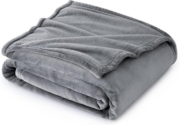 Bedsure Fleece Throw Blanket for Couch Grey