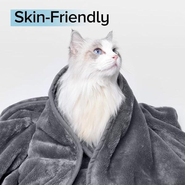 Travel Blanket Pillow Throw Fleece - 2-in-1 Travel Pillow and Blanket Set for Airplane Fluffy Fuzzy Soft Cozy Thick Lightweight Gray 450GSM 67"x50" - Image 3