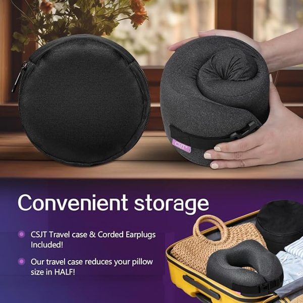 Travel Pillow Vac Compressed Memory Foam Neck Pillow Airplane,Comfortable,Neck Support - Image 3