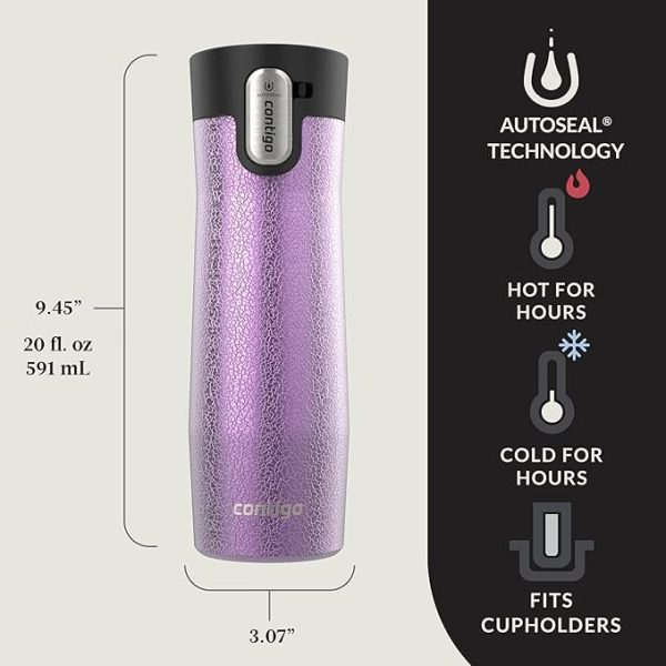 Contigo AUTOSEAL West Loop Vacuum-Insulated Stainless Steel Travel Mug with Easy-Clean Lid, 20 oz, 2-Pack - Image 2