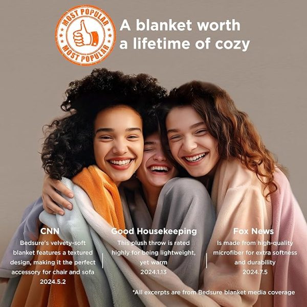 Bedsure Fleece Throw Blanket for Couch Grey - Image 2